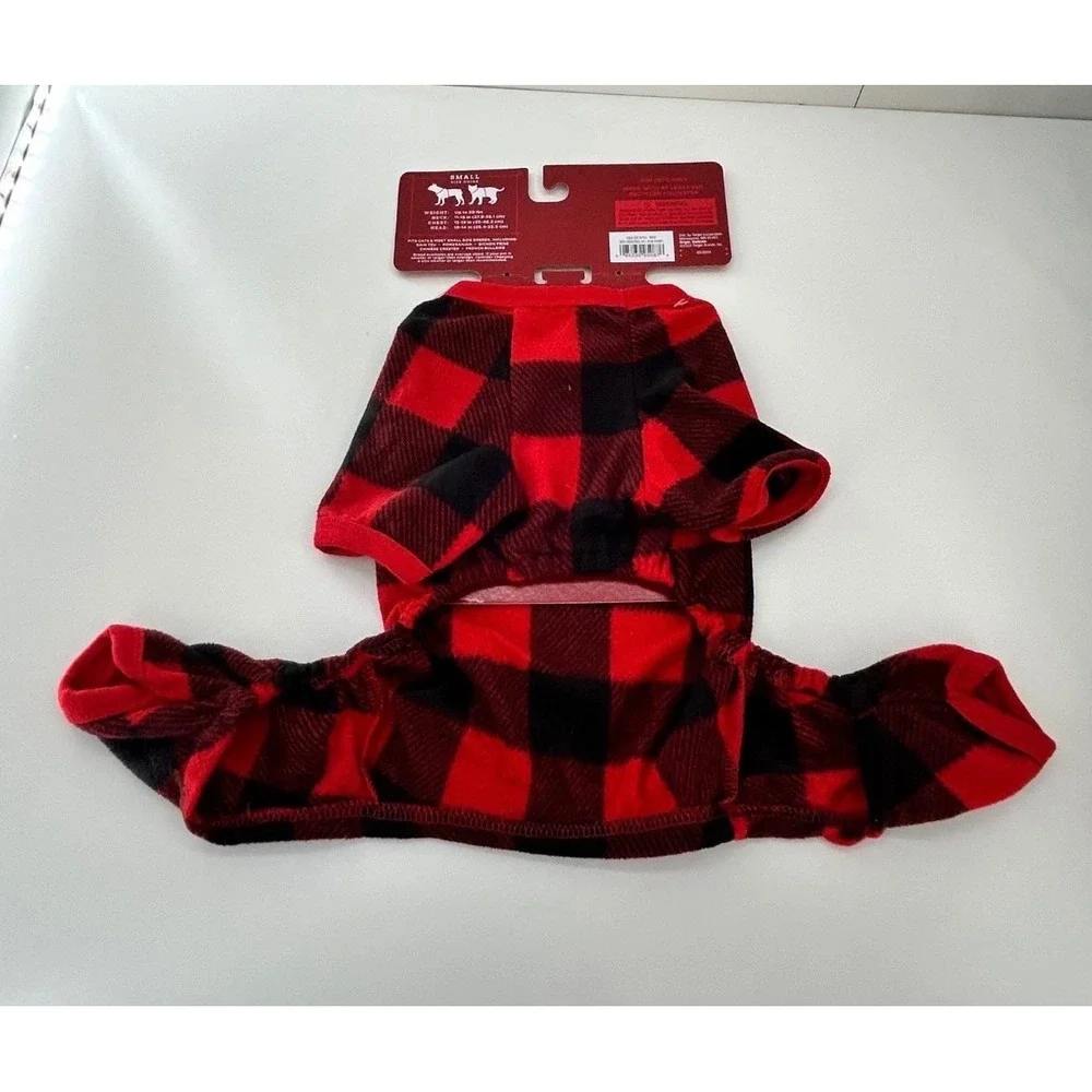 Wondershop Target Pet Pajamas Small Red Black Buffalo Plaid Christmas Dog PJs
